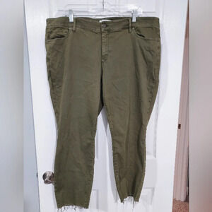 LOFT Plus Olive Green Modern Skinny Crop Raw Hemline Jeans in Size 20